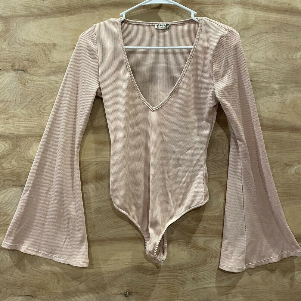 intimately free people bodysuit bell Long sleeve blush womens XS THONG